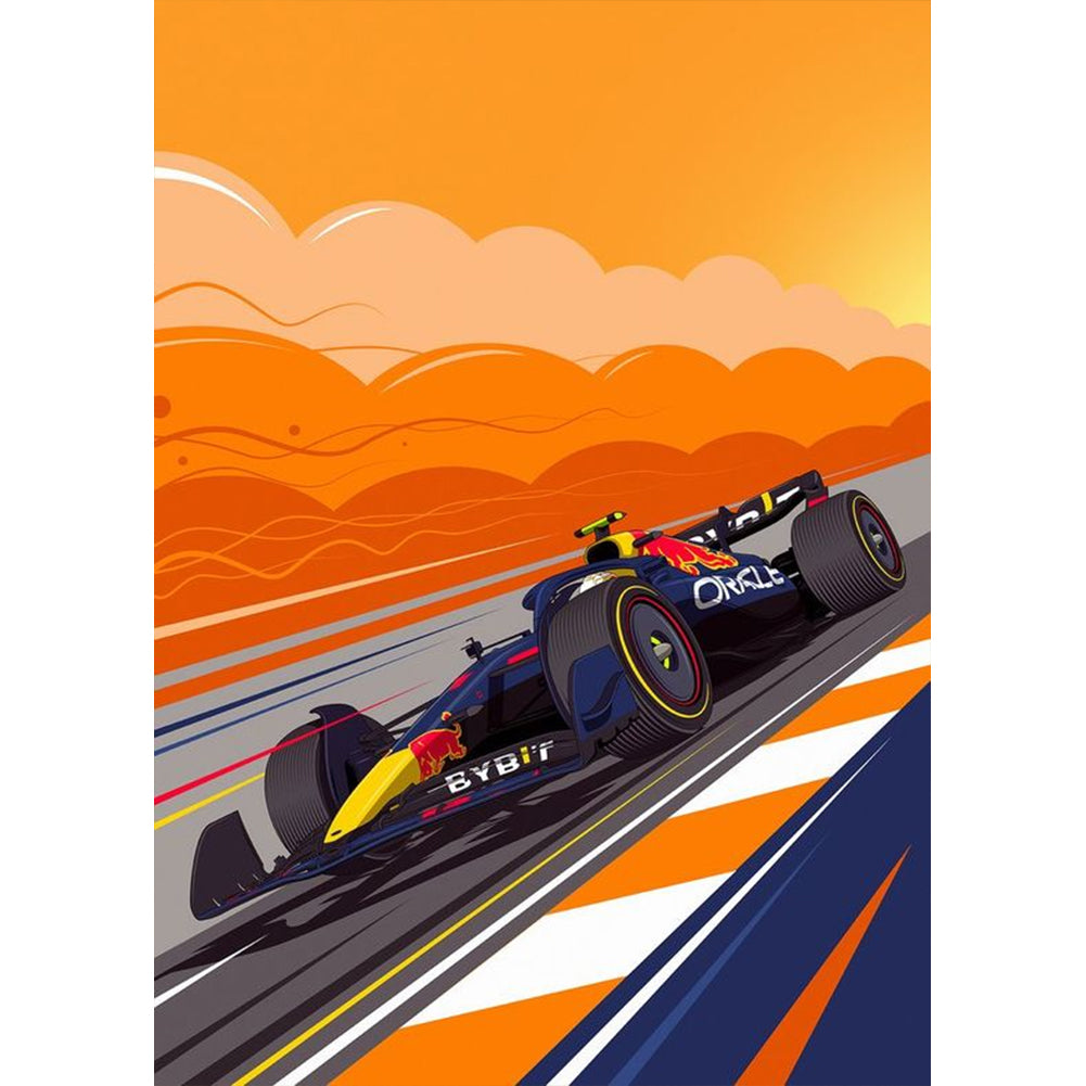 Sunset Racing Illustration - Full Round Drill Diamond Painting 30*40CM