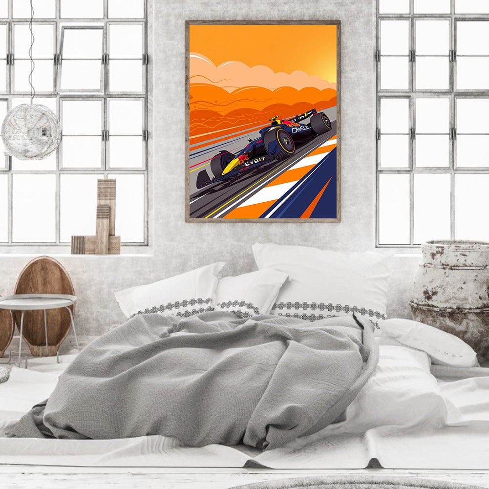 Sunset Racing Illustration - Full Round Drill Diamond Painting 30*40CM