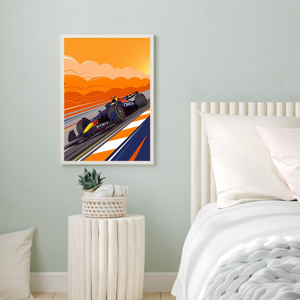 Sunset Racing Illustration - Full Round Drill Diamond Painting 30*40CM