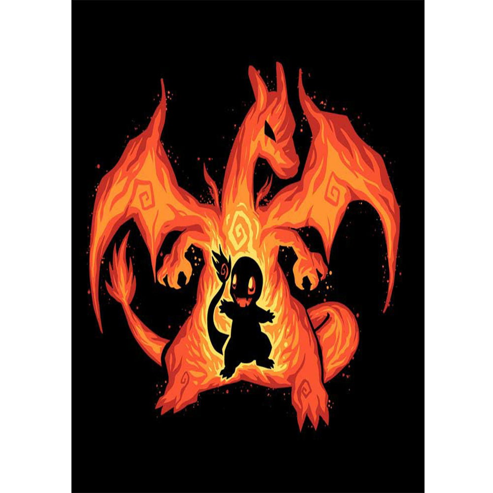 Pokemon Little Fire Dragon - Full Round Drill Diamond Painting 40*50CM