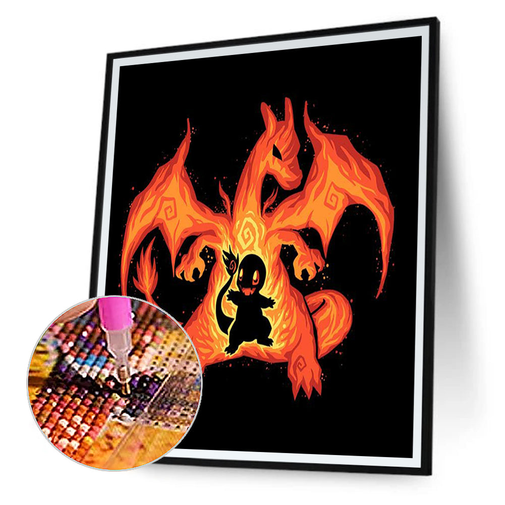 Pokemon Little Fire Dragon - Full Round Drill Diamond Painting 40*50CM