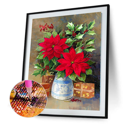 Poinsettia - Full Round Drill Diamond Painting 30*40CM