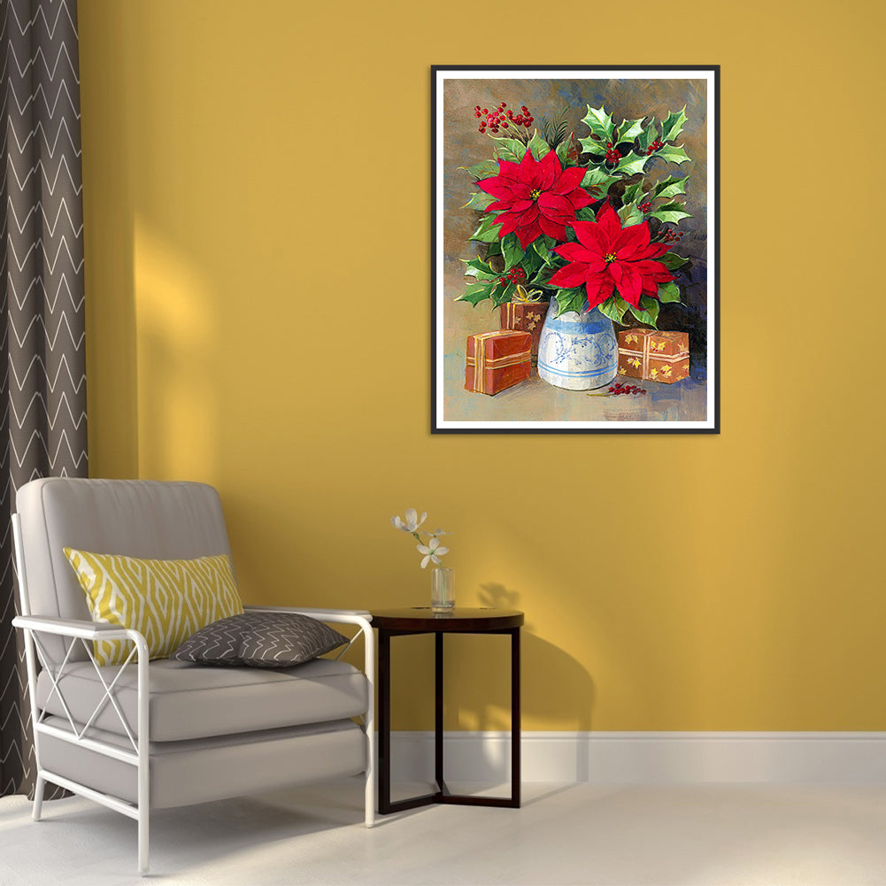 Poinsettia - Full Round Drill Diamond Painting 30*40CM