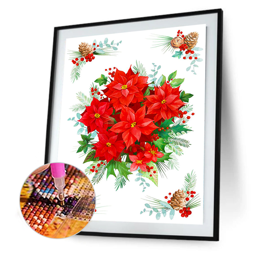 Poinsettia - Full Round Drill Diamond Painting 30*40CM