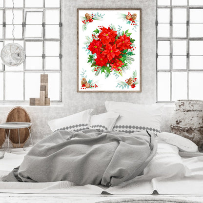 Poinsettia - Full Round Drill Diamond Painting 30*40CM