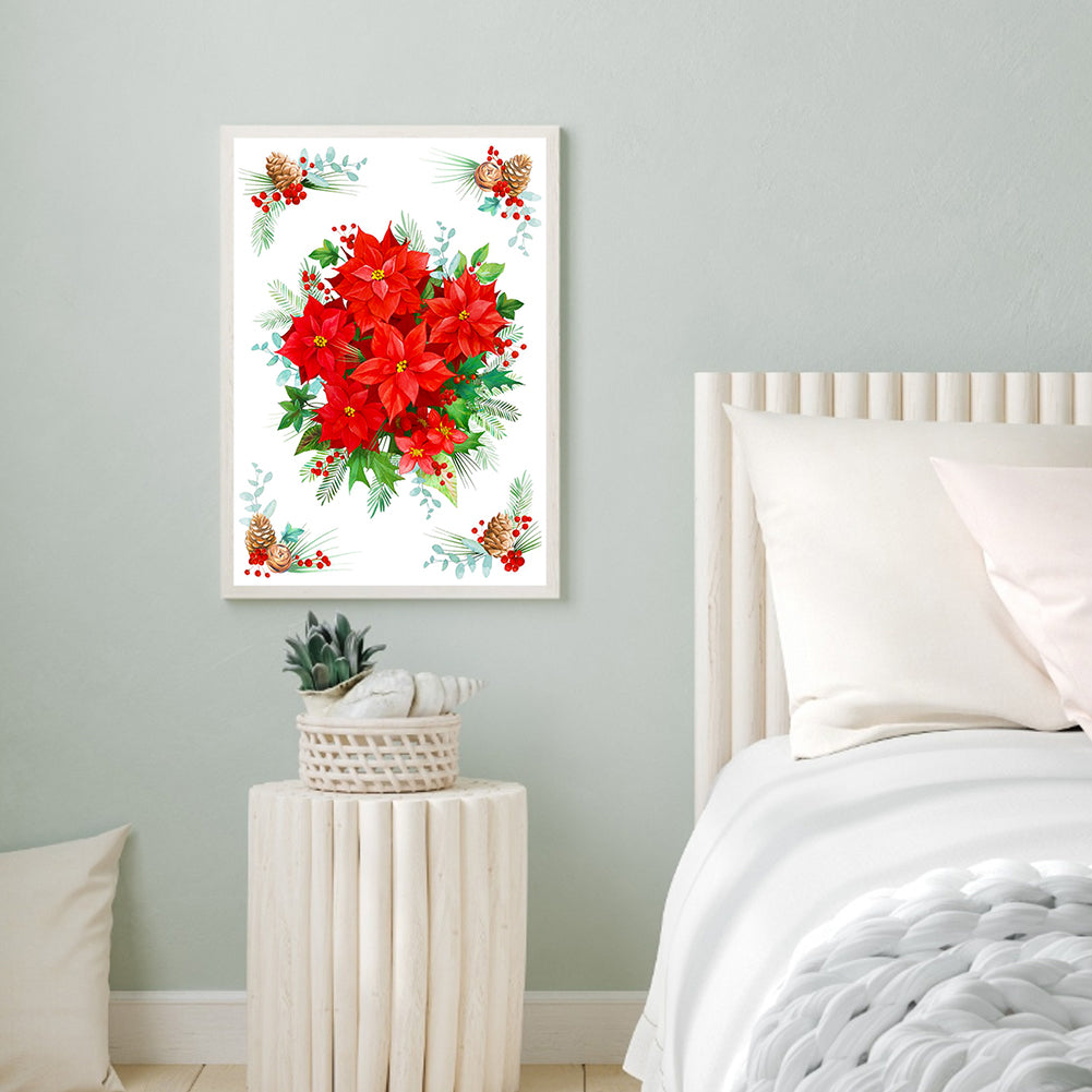 Poinsettia - Full Round Drill Diamond Painting 30*40CM