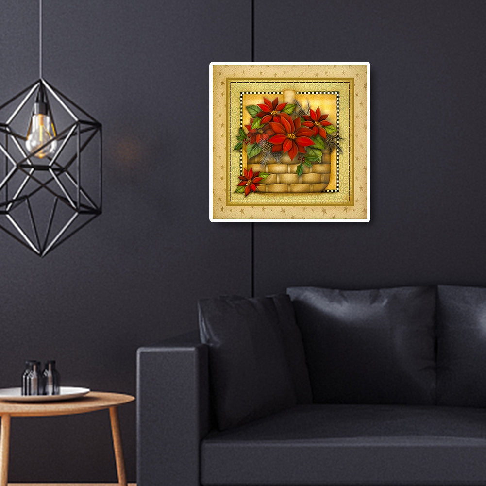 Poinsettia - Full Round Drill Diamond Painting 30*30CM