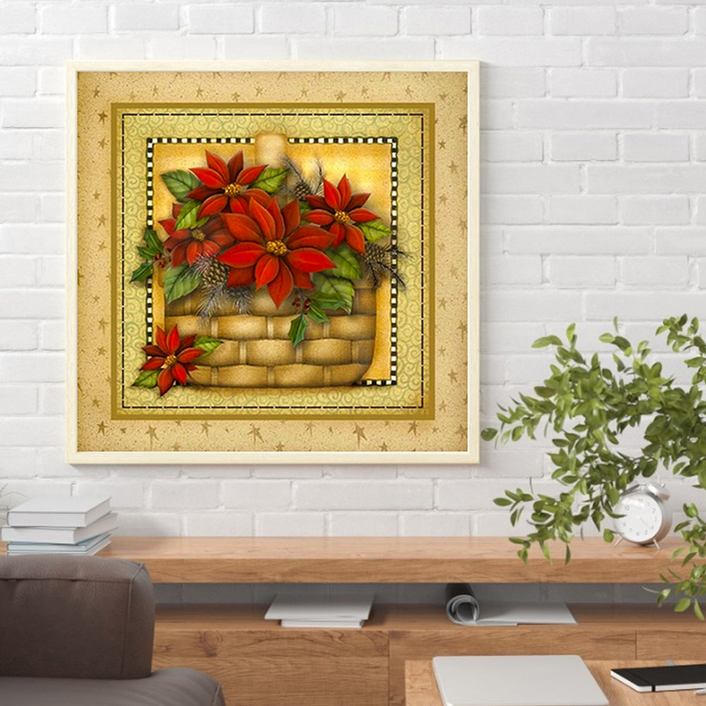 Poinsettia - Full Round Drill Diamond Painting 30*30CM