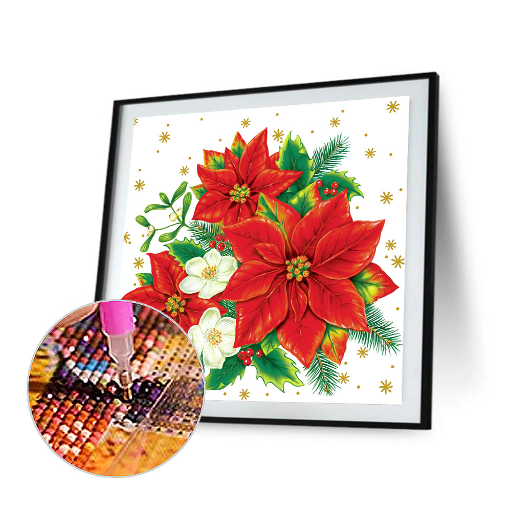 Poinsettia - Full Round Drill Diamond Painting 30*30CM