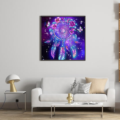 Purple Rose Dream Catcher - Full Round Drill Diamond Painting 50*50cm