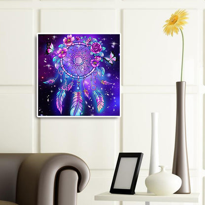 Purple Rose Dream Catcher - Full Round Drill Diamond Painting 50*50cm