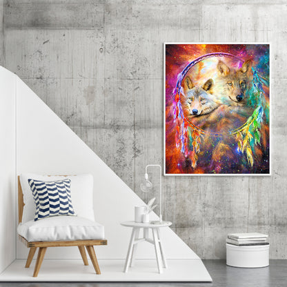 Wolf Dream Catcher - Full Round Drill Diamond Painting 40*50CM