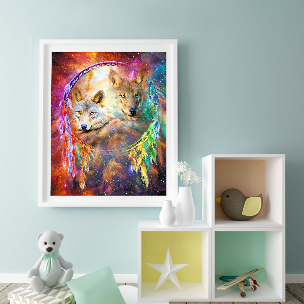 Wolf Dream Catcher - Full Round Drill Diamond Painting 40*50CM