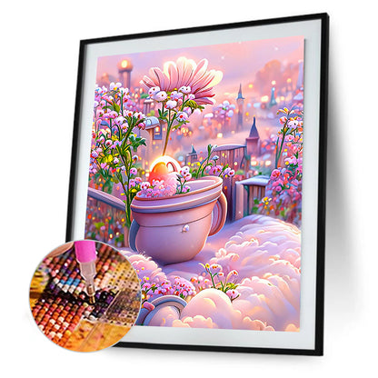 Pink Flower Manor - Full Round Drill Diamond Painting 40*50CM