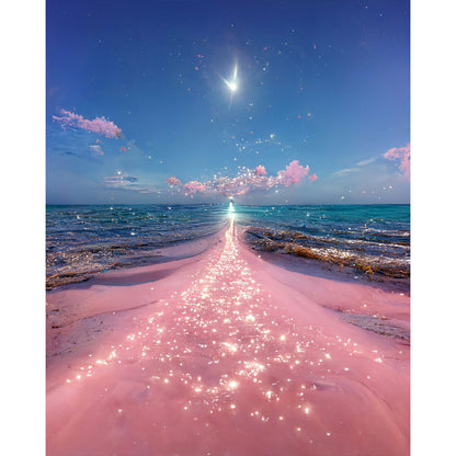 Pink Beach - Full Round Drill Diamond Painting 40*50CM