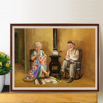 Amiable Elderly Couple - Full Square Drill Diamond Painting 60*50CM