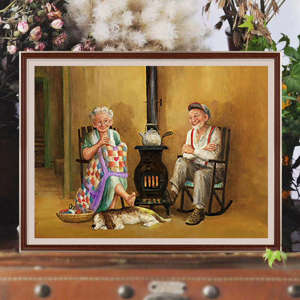 Amiable Elderly Couple - Full Square Drill Diamond Painting 60*50CM