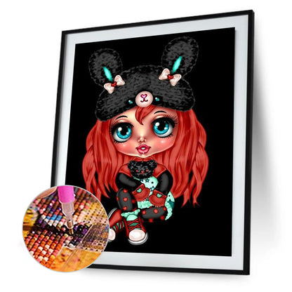 Goth Big Eyes Girl - Full Round Drill Diamond Painting 30*40CM