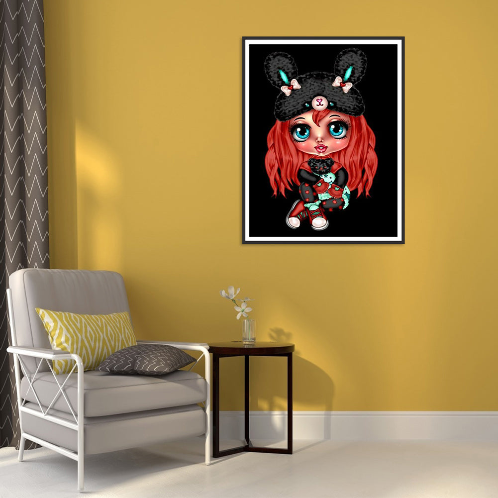 Goth Big Eyes Girl - Full Round Drill Diamond Painting 30*40CM