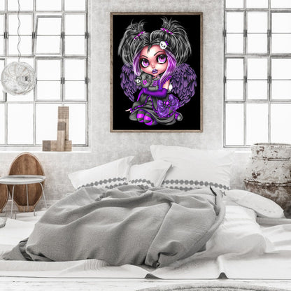 Goth Big Eyes Girl - Full Round Drill Diamond Painting 30*40CM