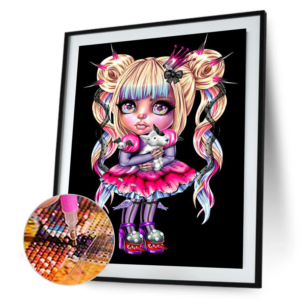 Goth Big Eyes Girl - Full Round Drill Diamond Painting 30*40CM