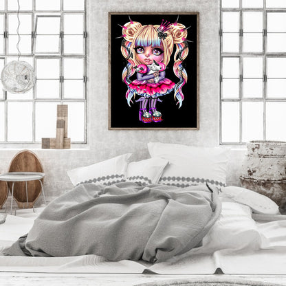 Goth Big Eyes Girl - Full Round Drill Diamond Painting 30*40CM