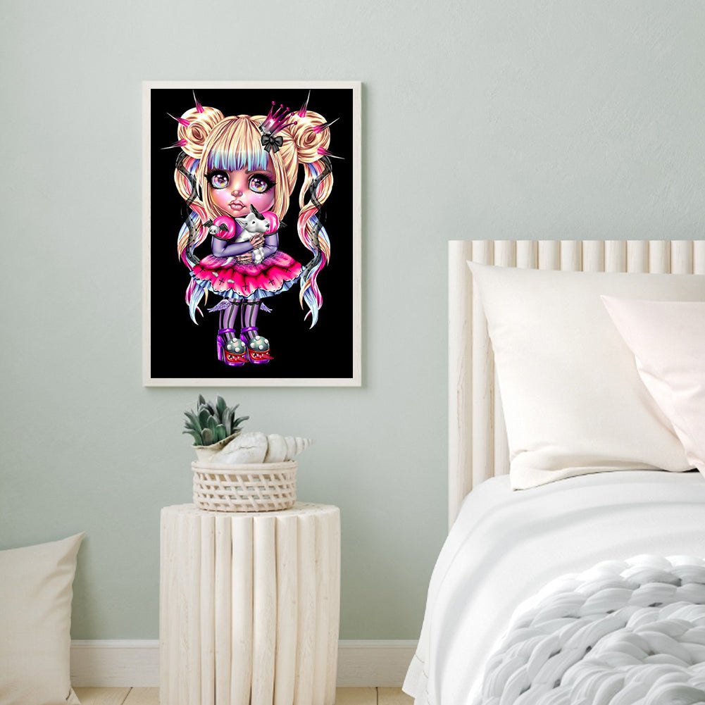 Goth Big Eyes Girl - Full Round Drill Diamond Painting 30*40CM