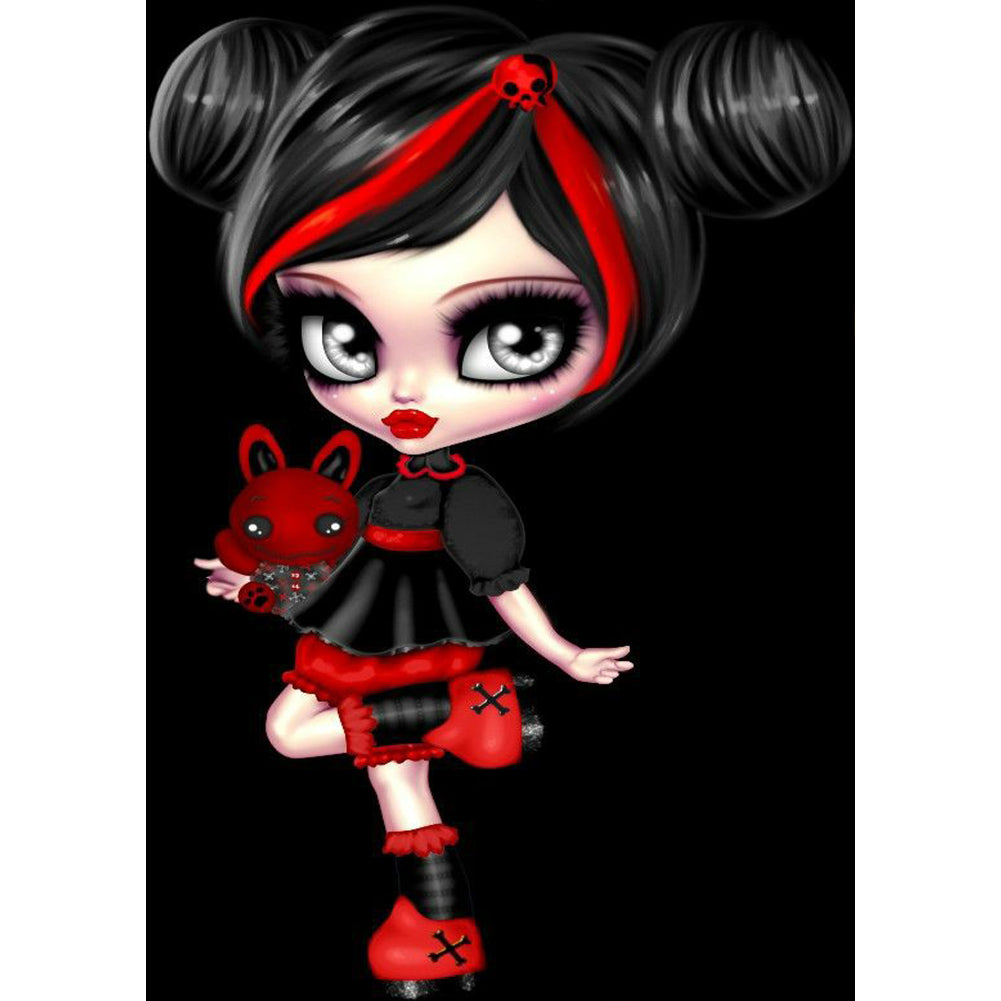 Goth Big Eyes Girl - Full Round Drill Diamond Painting 30*40CM