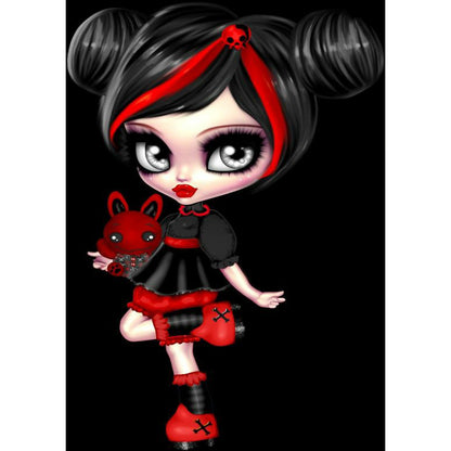 Goth Big Eyes Girl - Full Round Drill Diamond Painting 30*40CM