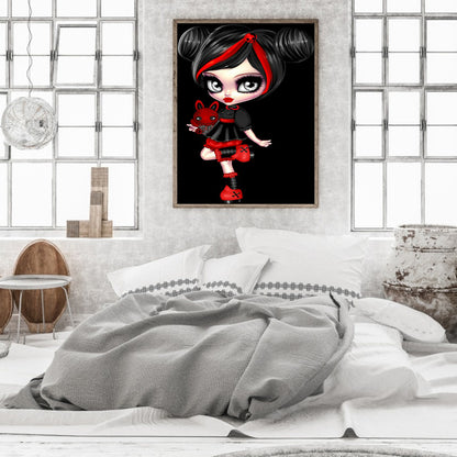Goth Big Eyes Girl - Full Round Drill Diamond Painting 30*40CM