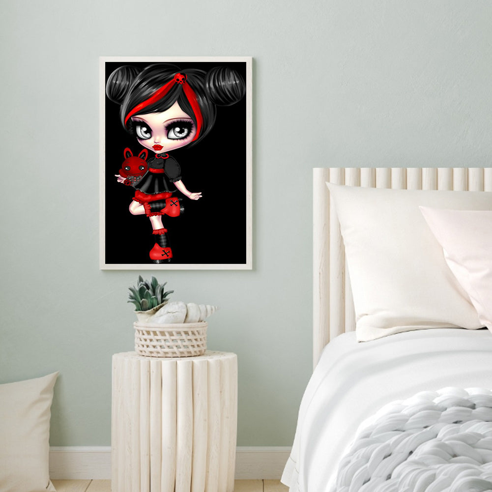 Goth Big Eyes Girl - Full Round Drill Diamond Painting 30*40CM