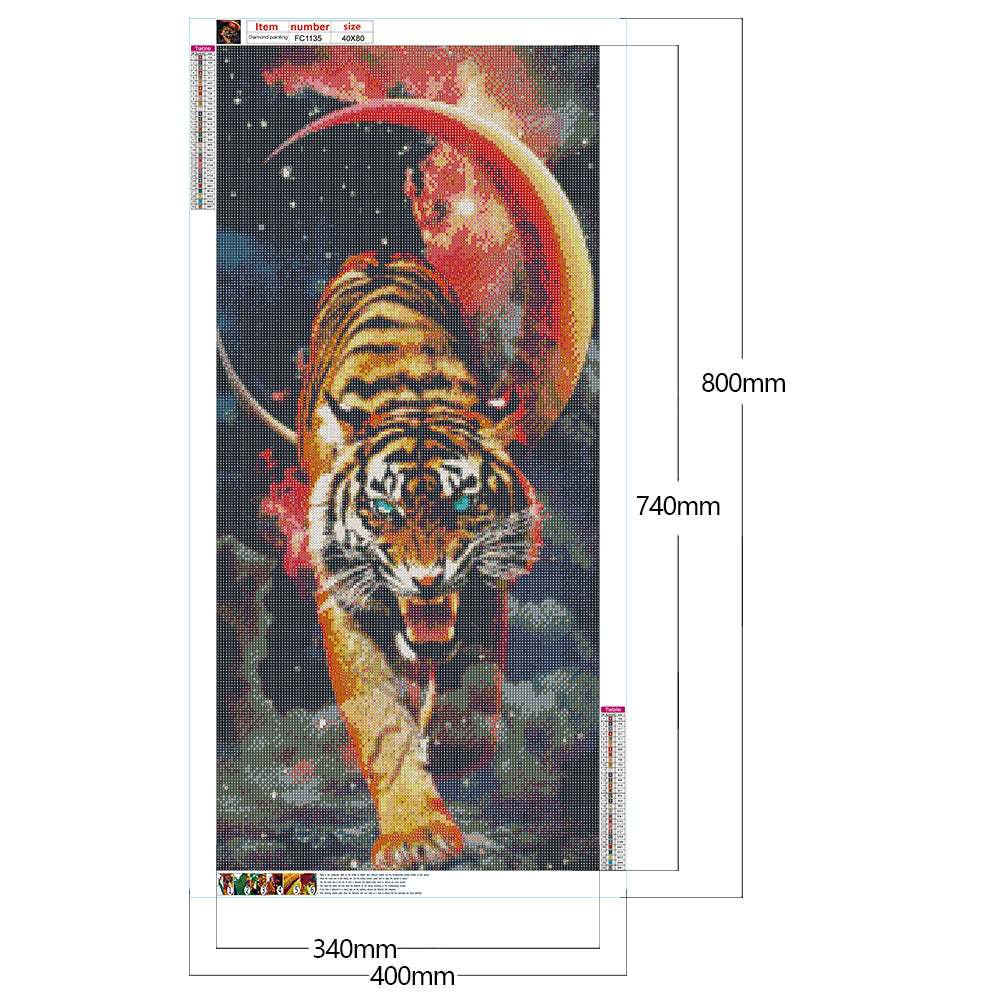 Ferocious Tiger In The Moonlight - Full Square Drill Diamond Painting 40*80CM