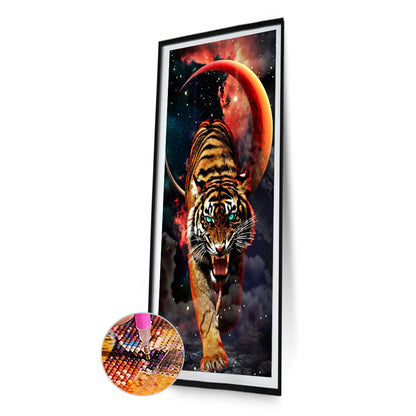 Ferocious Tiger In The Moonlight - Full Square Drill Diamond Painting 40*80CM