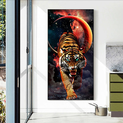 Ferocious Tiger In The Moonlight - Full Square Drill Diamond Painting 40*80CM