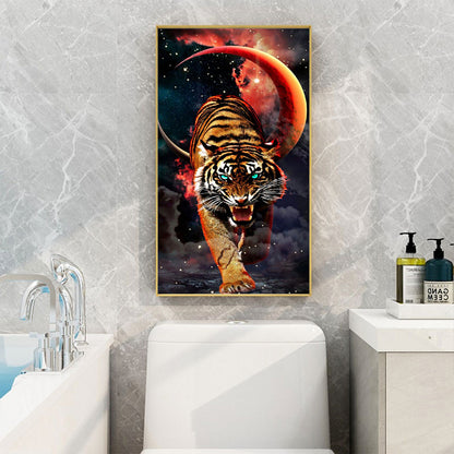 Ferocious Tiger In The Moonlight - Full Square Drill Diamond Painting 40*80CM