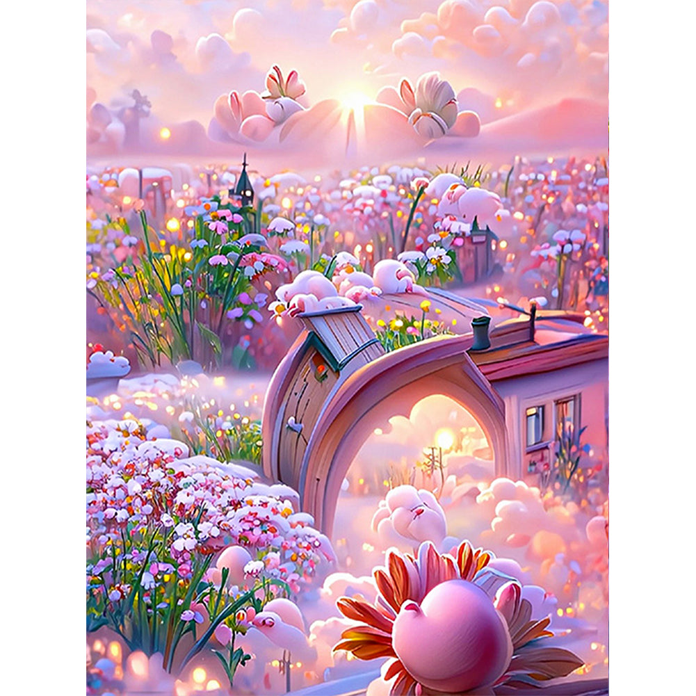 Dream Flower Manor - Full Round Drill Diamond Painting 30*40CM