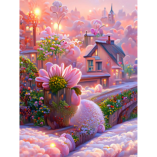 Dream Flower Manor - Full Round Drill Diamond Painting 30*40CM