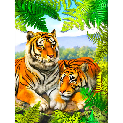 Two Tigers - Full Round Drill Diamond Painting 30*40CM