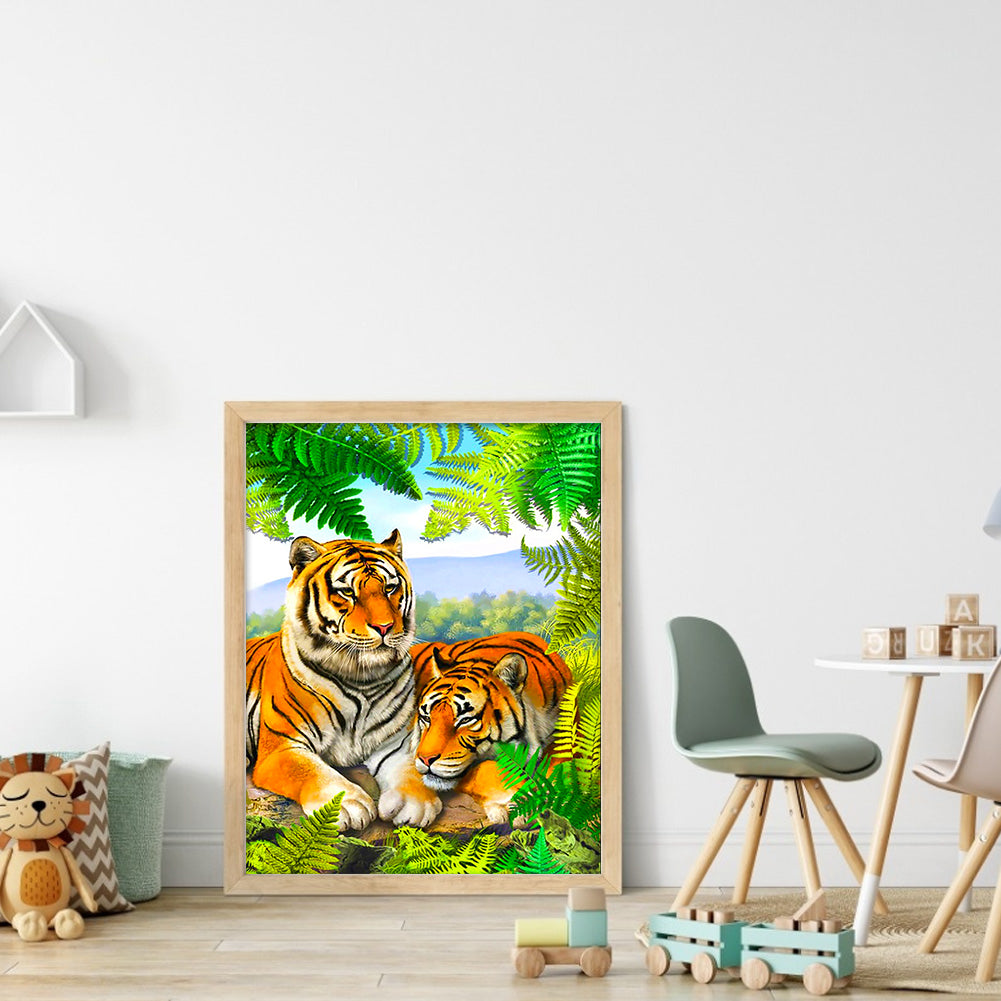 Two Tigers - Full Round Drill Diamond Painting 30*40CM