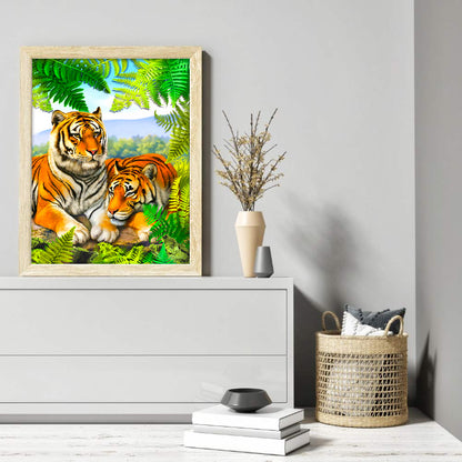 Two Tigers - Full Round Drill Diamond Painting 30*40CM