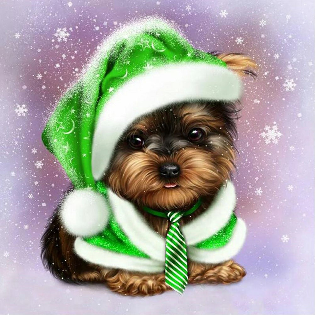 Christmas Yorkshire Terrier - Full Square Drill Diamond Painting 45*45CM