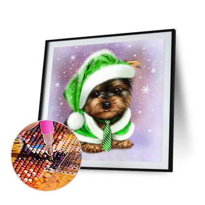 Christmas Yorkshire Terrier - Full Square Drill Diamond Painting 45*45CM