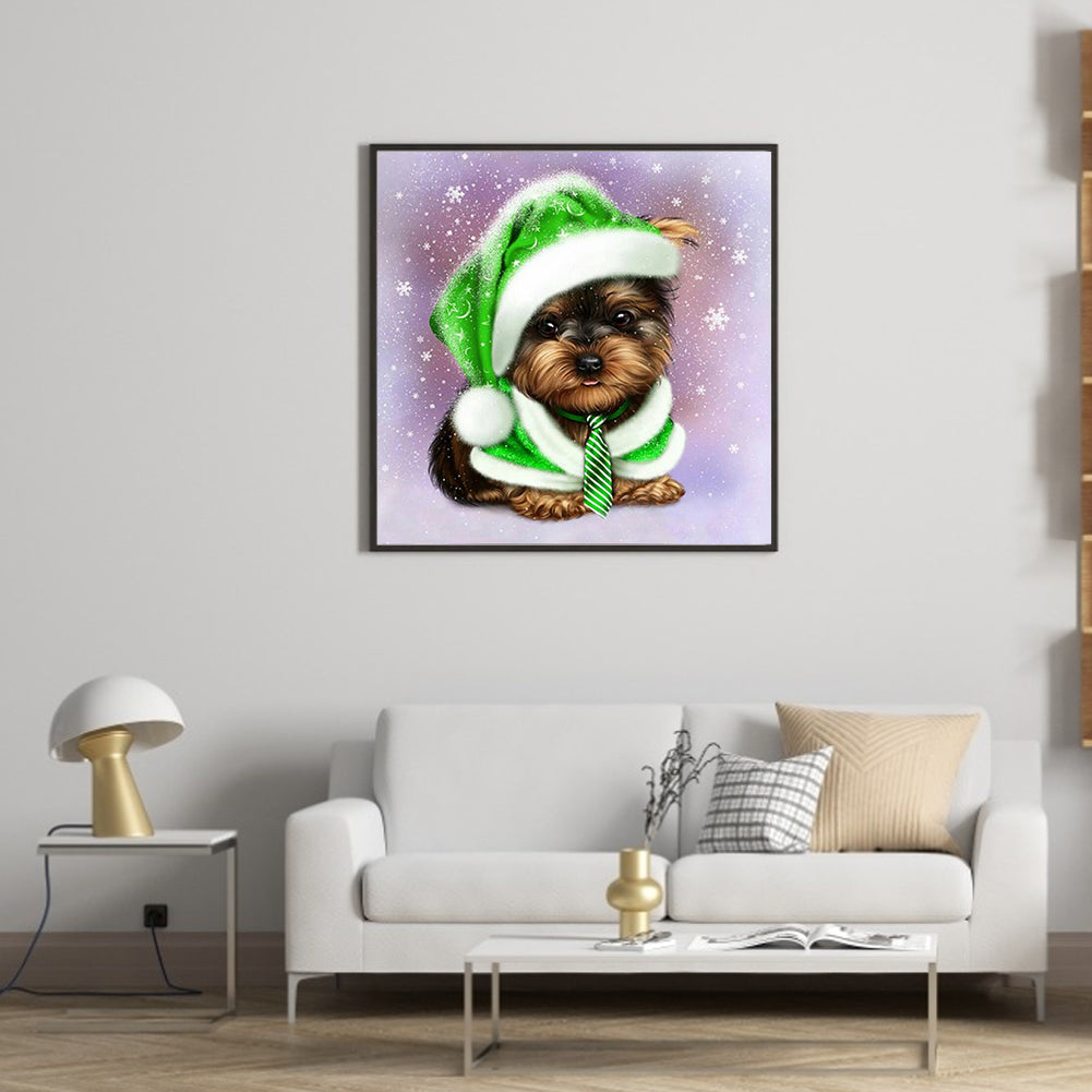 Christmas Yorkshire Terrier - Full Square Drill Diamond Painting 45*45CM