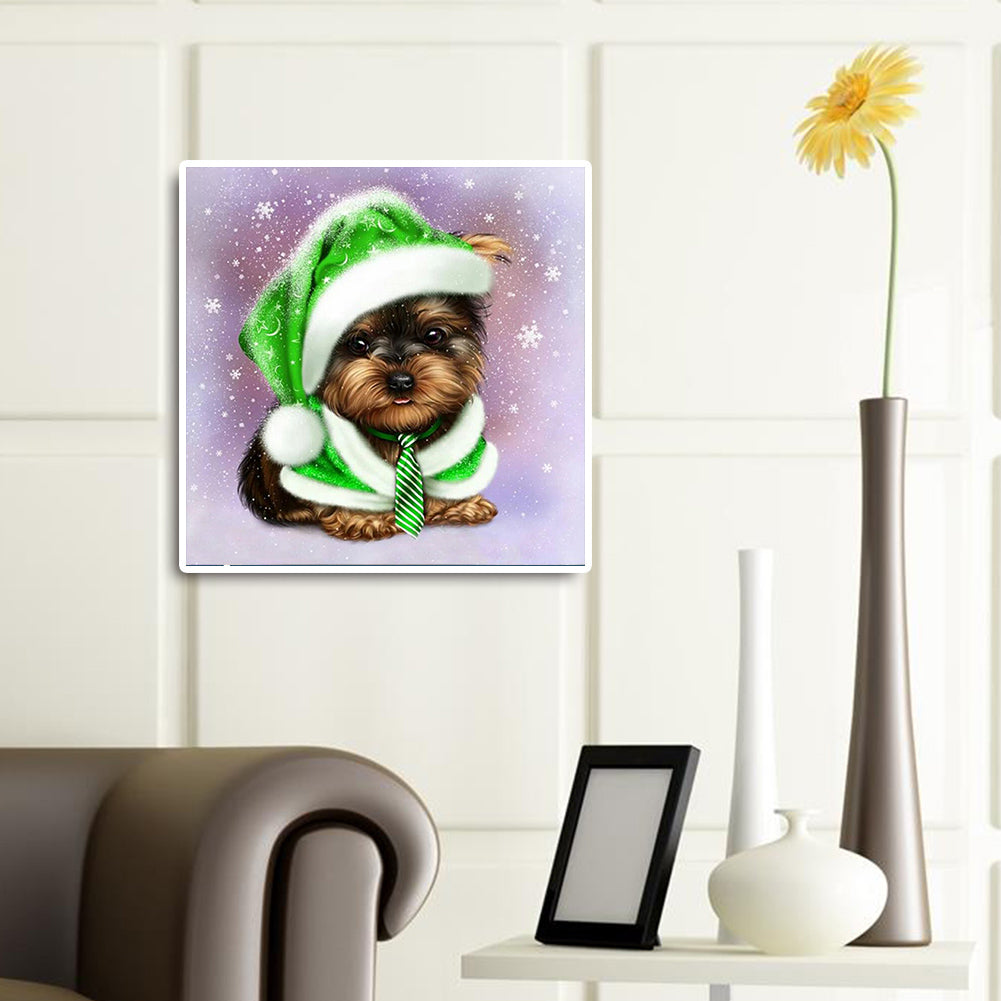 Christmas Yorkshire Terrier - Full Square Drill Diamond Painting 45*45CM