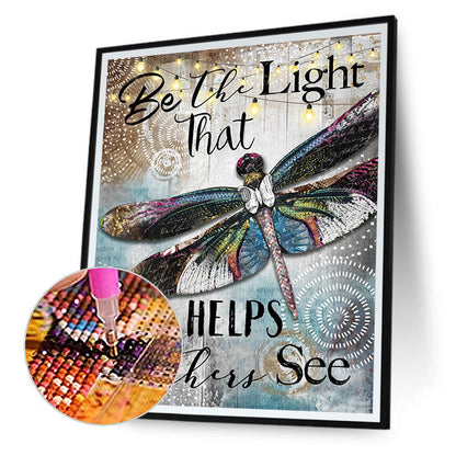 Dragonfly In English - Full Round Drill Diamond Painting 30*40CM