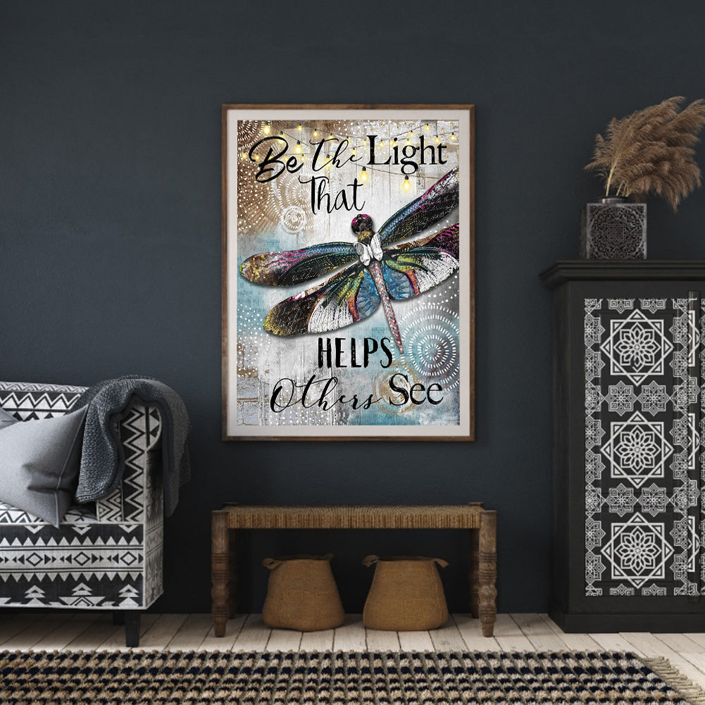 Dragonfly In English - Full Round Drill Diamond Painting 30*40CM