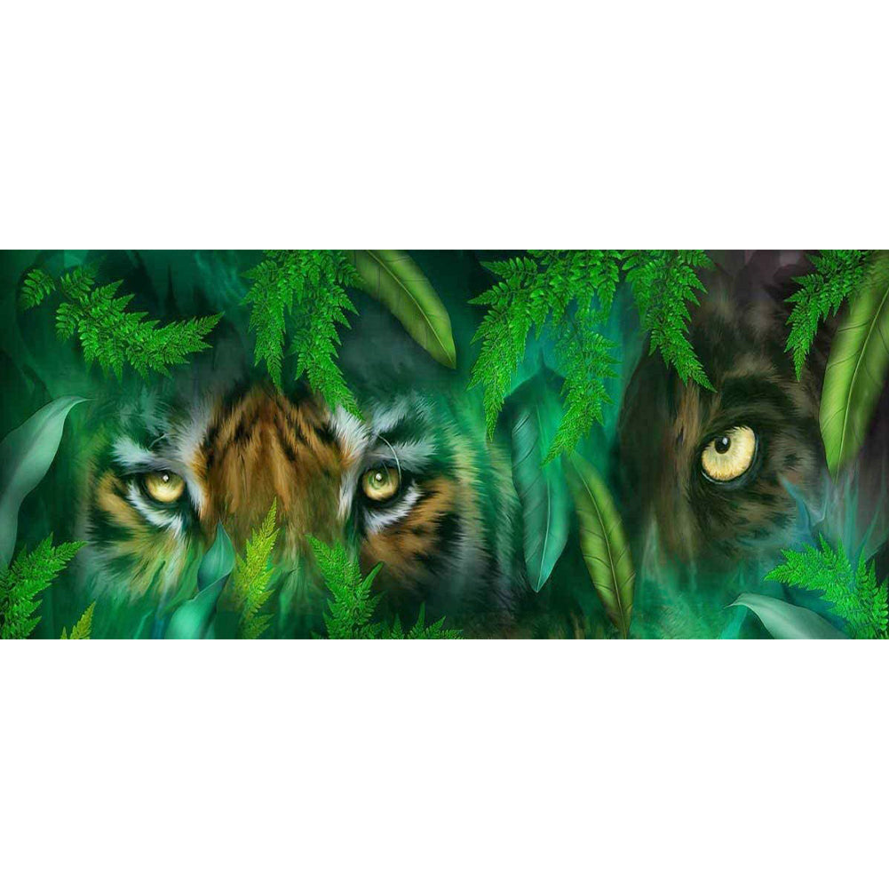 Jungle Eye Tiger - Full Round Drill Diamond Painting 80*35CM