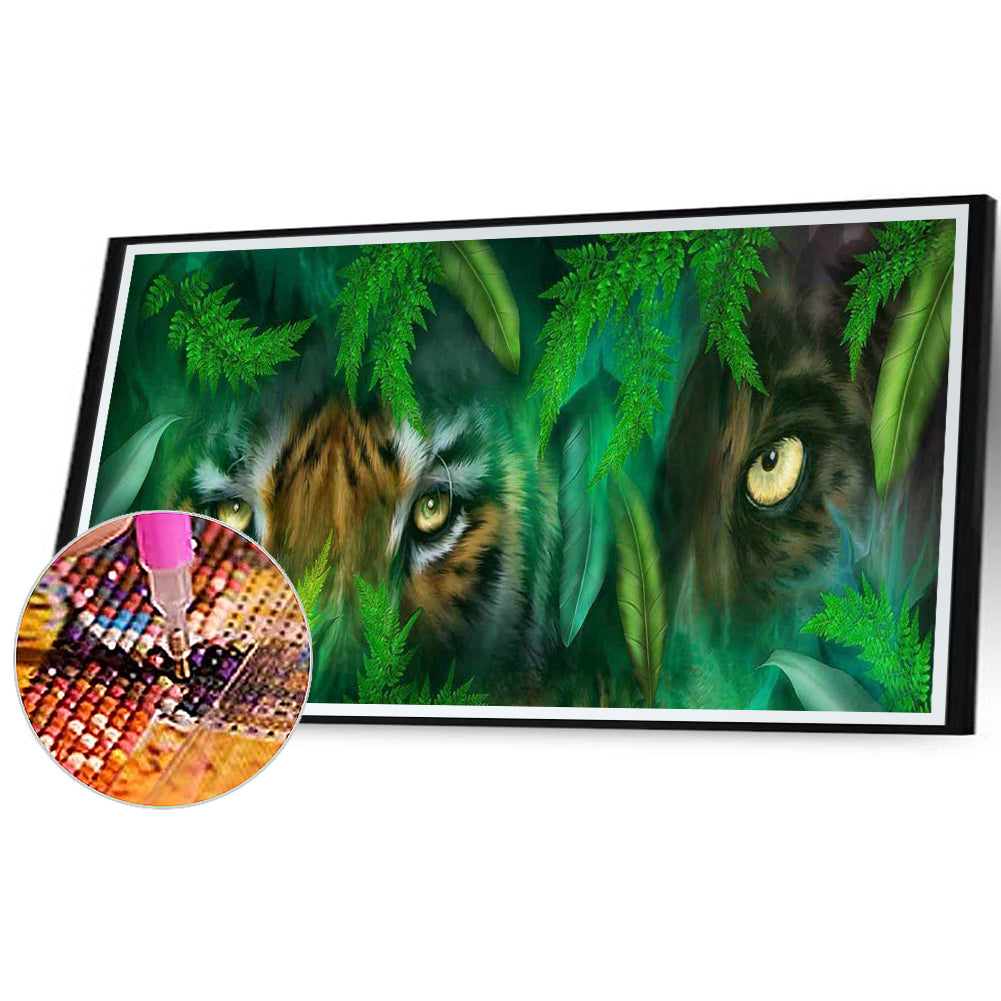 Jungle Eye Tiger - Full Round Drill Diamond Painting 80*35CM