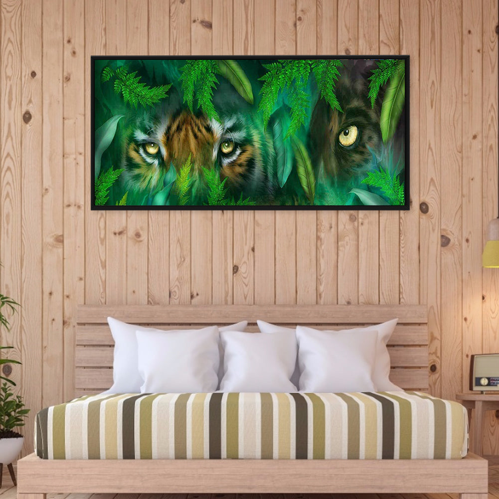 Jungle Eye Tiger - Full Round Drill Diamond Painting 80*35CM