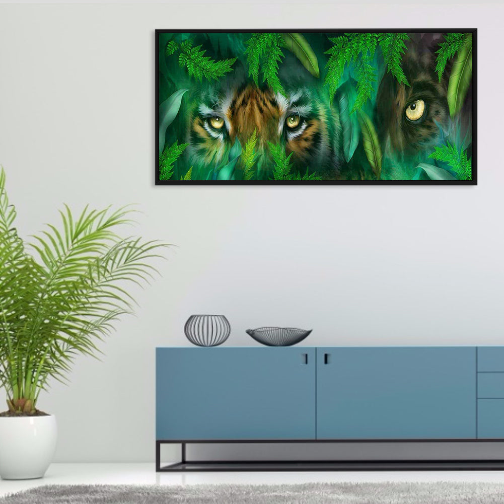 Jungle Eye Tiger - Full Round Drill Diamond Painting 80*35CM